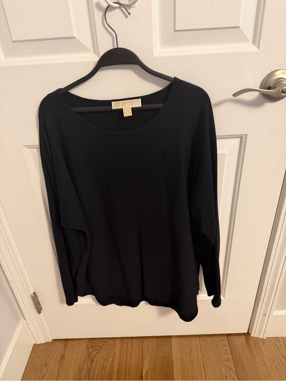 Michael Kors Black Scoop Neck Lightweight Long Sleeve Top